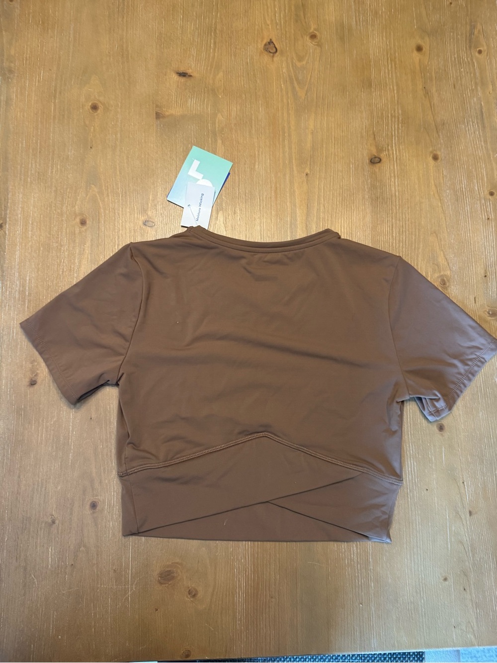 JoyLab Chocolate Brown Short Sleeve Crop Top - Picture 3 of 3